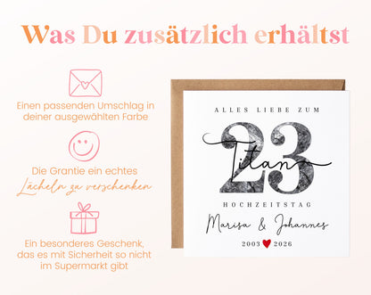 Titanhochzeit Karte - Titanzahl 23 - personalisiert