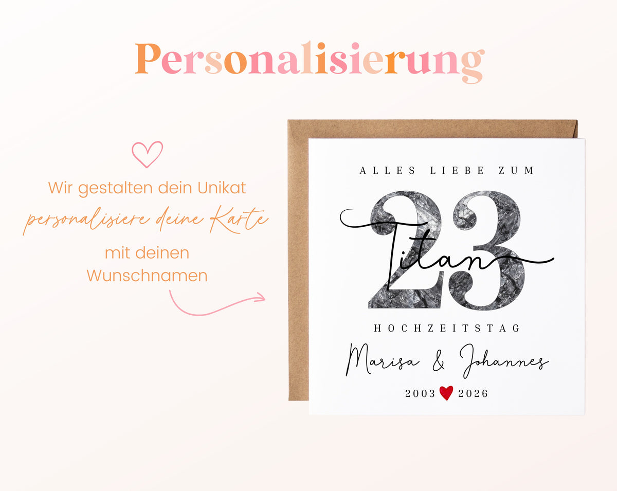Titanhochzeit Karte - Titanzahl 23 - personalisiert