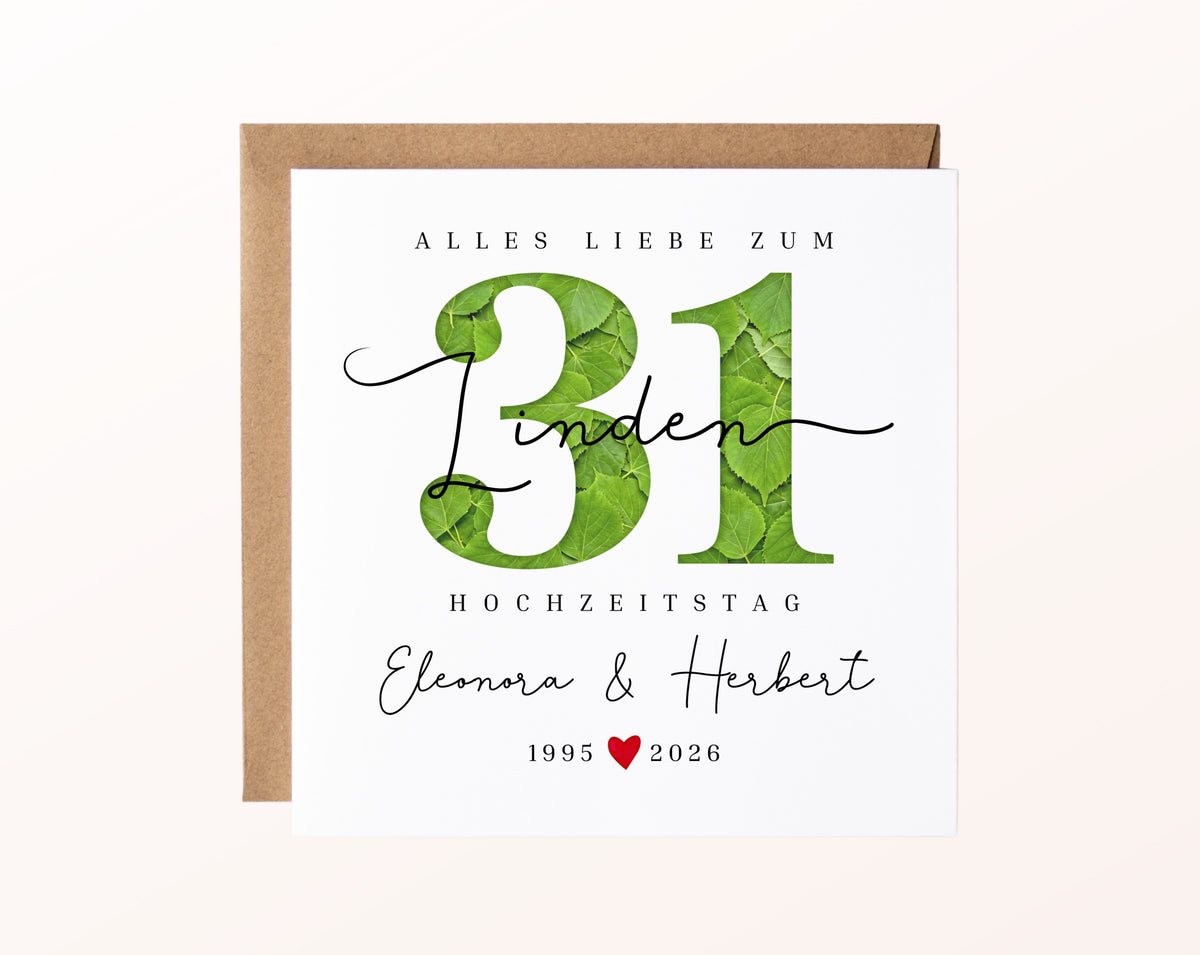 Lindenhochzeit Karte - Blattzahl 31 - personalisiert