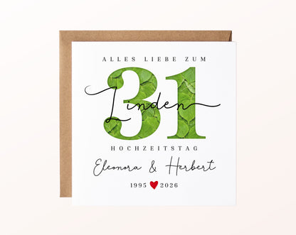 Lindenhochzeit Karte - Blattzahl 31 - personalisiert