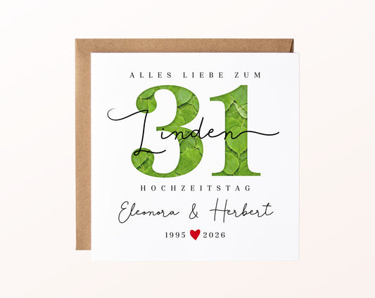Lindenhochzeit Karte - Blattzahl 31 - personalisiert