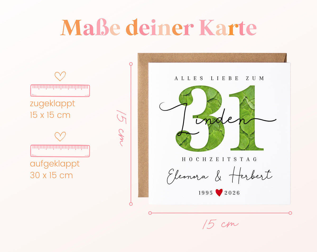 Lindenhochzeit Karte - Blattzahl 31 - personalisiert