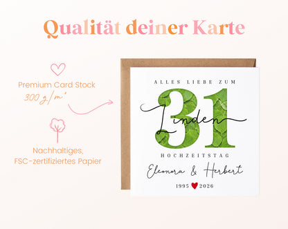 Lindenhochzeit Karte - Blattzahl 31 - personalisiert