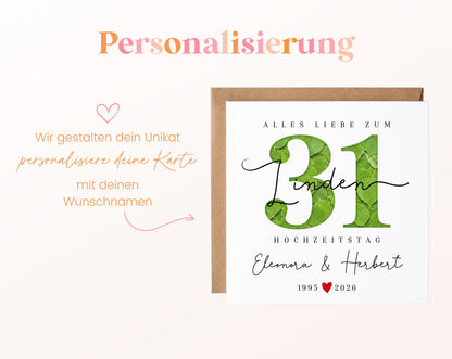 Lindenhochzeit Karte - Blattzahl 31 - personalisiert