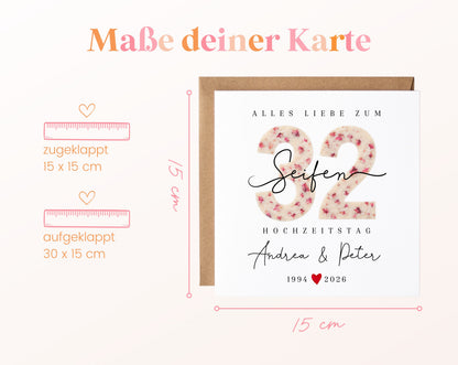 Seifenhochzeit Karte - Seifenzahl 32 - personalisiert