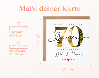 Gnadenhochzeit Karte - Naturmotiv Zahl 70 - personalisiert