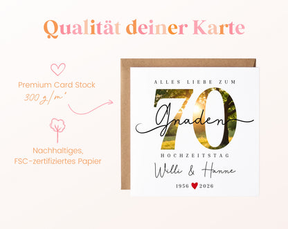 Gnadenhochzeit Karte - Naturmotiv Zahl 70 - personalisiert