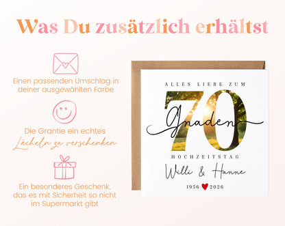 Gnadenhochzeit Karte - Naturmotiv Zahl 70 - personalisiert