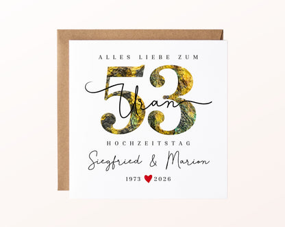 Uranhochzeit Karte - Mineralzahl 53 - personalisiert