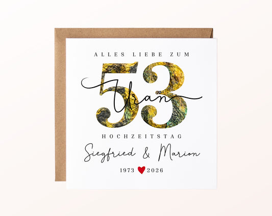 Uranhochzeit Karte - Mineralzahl 53 - personalisiert