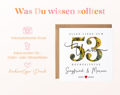 Uranhochzeit Karte - Mineralzahl 53 - personalisiert