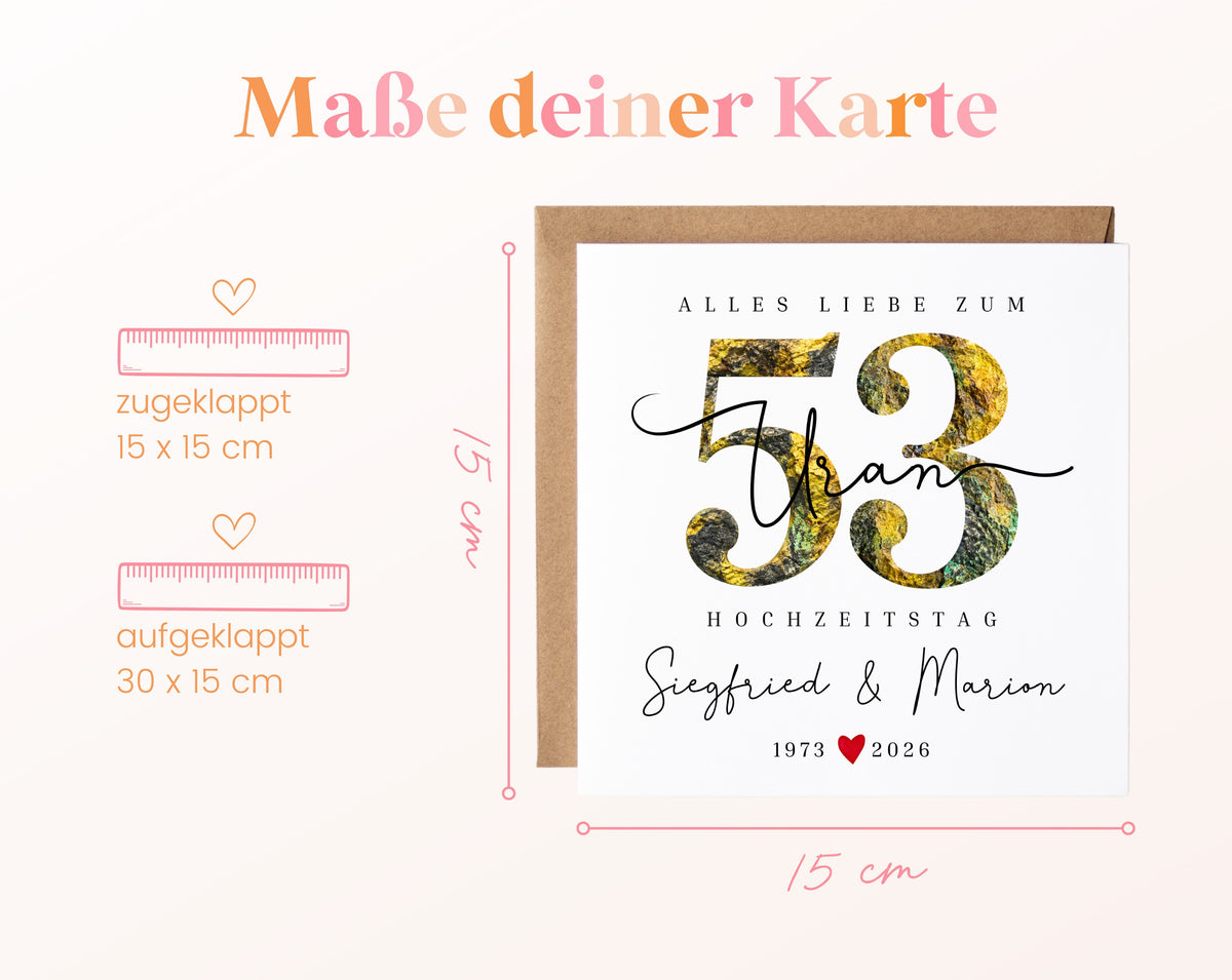 Uranhochzeit Karte - Mineralzahl 53 - personalisiert