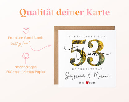 Uranhochzeit Karte - Mineralzahl 53 - personalisiert