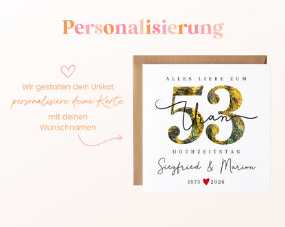 Uranhochzeit Karte - Mineralzahl 53 - personalisiert