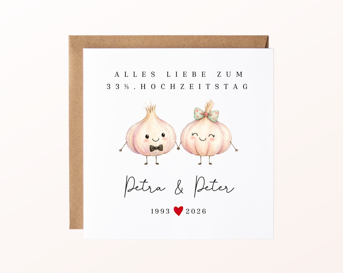 Knoblauchhochzeit Karte - Knoblauchpaar - personalisiert