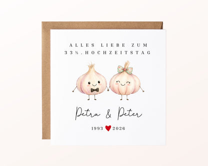 Knoblauchhochzeit Karte - Knoblauchpaar - personalisiert
