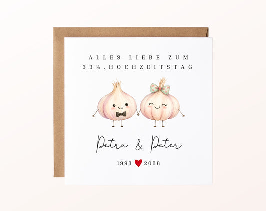 Knoblauchhochzeit Karte - Knoblauchpaar - personalisiert