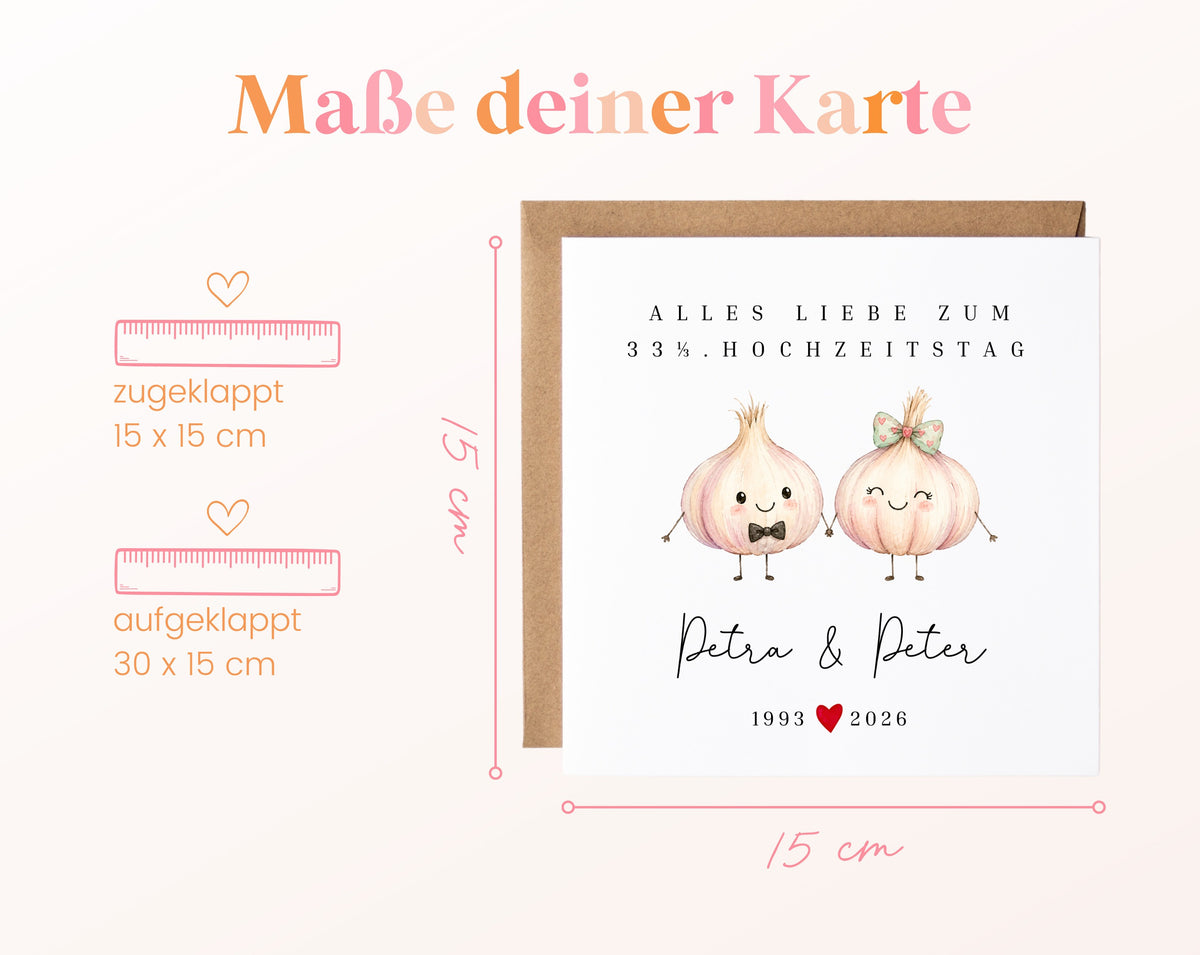 Knoblauchhochzeit Karte - Knoblauchpaar - personalisiert