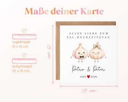 Knoblauchhochzeit Karte - Knoblauchpaar - personalisiert