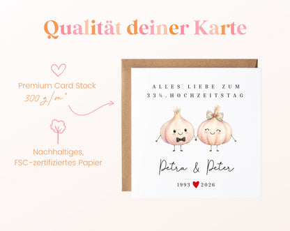 Knoblauchhochzeit Karte - Knoblauchpaar - personalisiert
