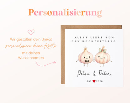 Knoblauchhochzeit Karte - Knoblauchpaar - personalisiert