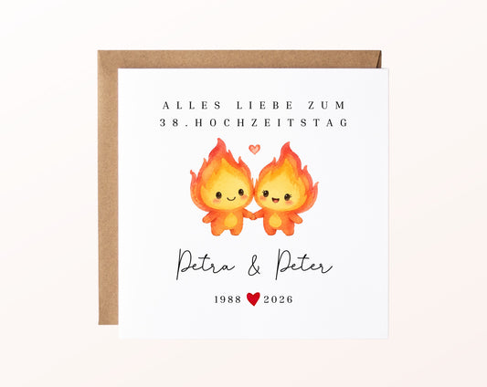 Feuerhochzeit Karte - Flammenpaar - personalisiert