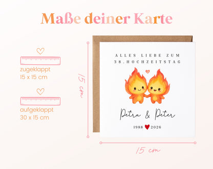 Feuerhochzeit Karte - Flammenpaar - personalisiert