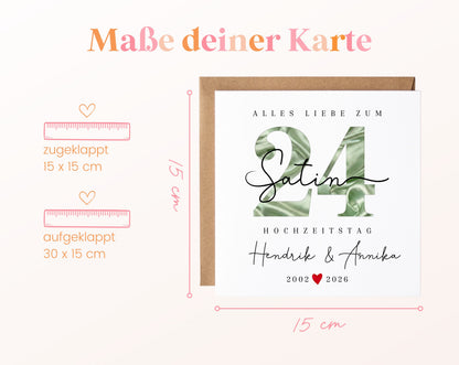 Satinhochzeit Karte - Satinzahl 24 - personalisiert