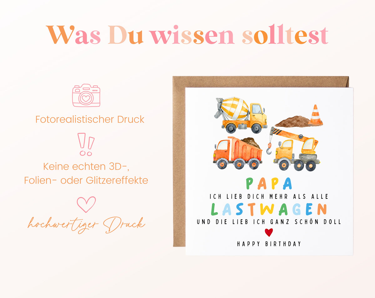 Geburtstagskarte Papa mit Lastwagen