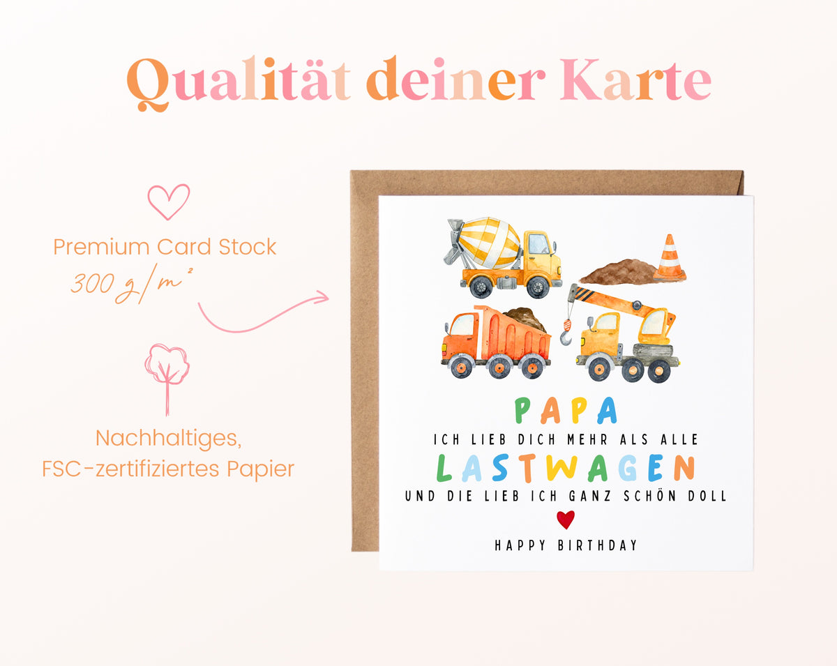 Geburtstagskarte Papa mit Lastwagen