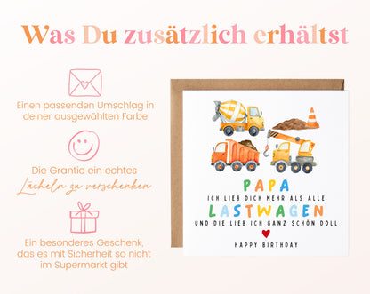 Geburtstagskarte Papa mit Lastwagen