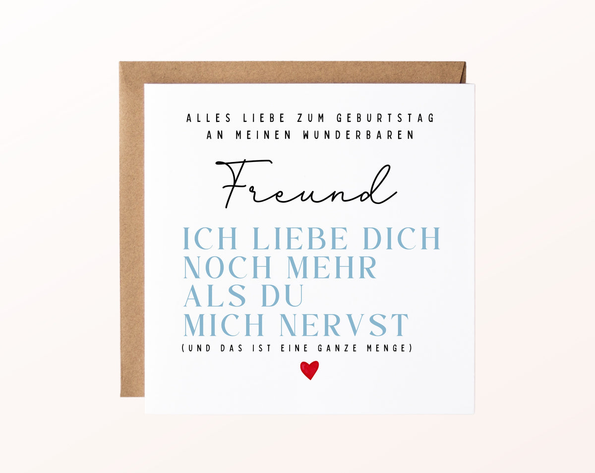 Geburtstagskarte Freund – Ich liebe Dich noch mehr