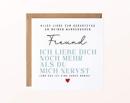 Geburtstagskarte Freund – Ich liebe Dich noch mehr