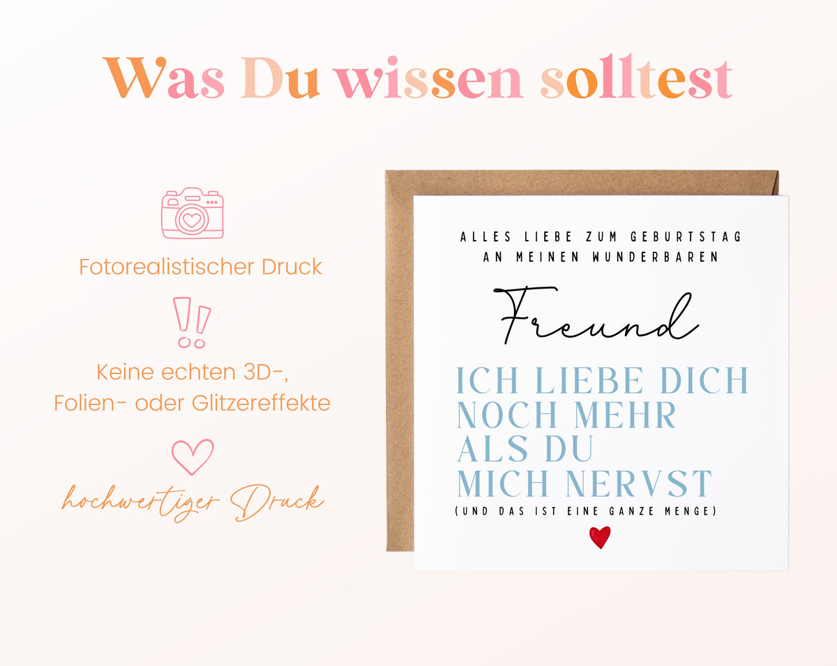 Geburtstagskarte Freund – Ich liebe Dich noch mehr