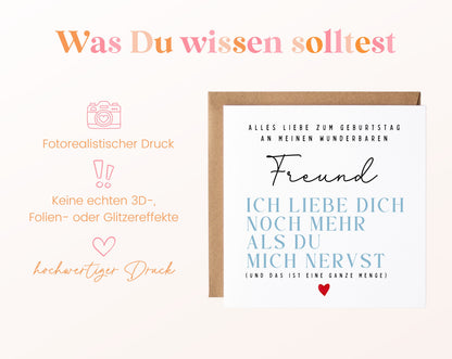 Geburtstagskarte Freund – Ich liebe Dich noch mehr