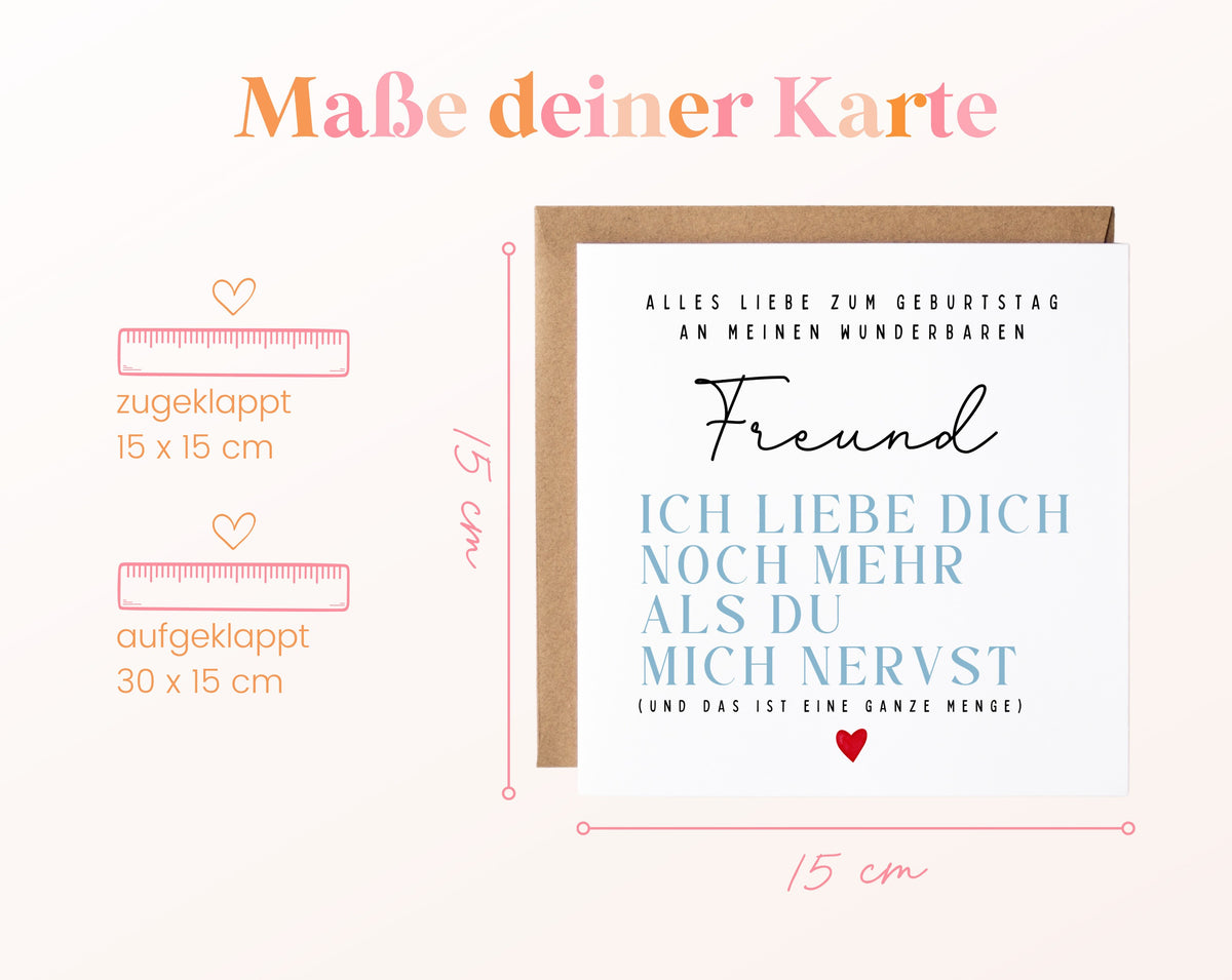Geburtstagskarte Freund – Ich liebe Dich noch mehr