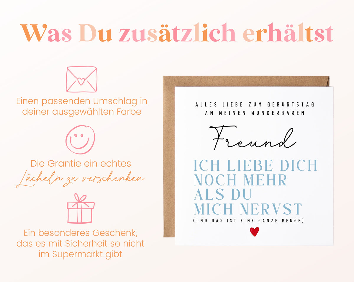 Geburtstagskarte Freund – Ich liebe Dich noch mehr