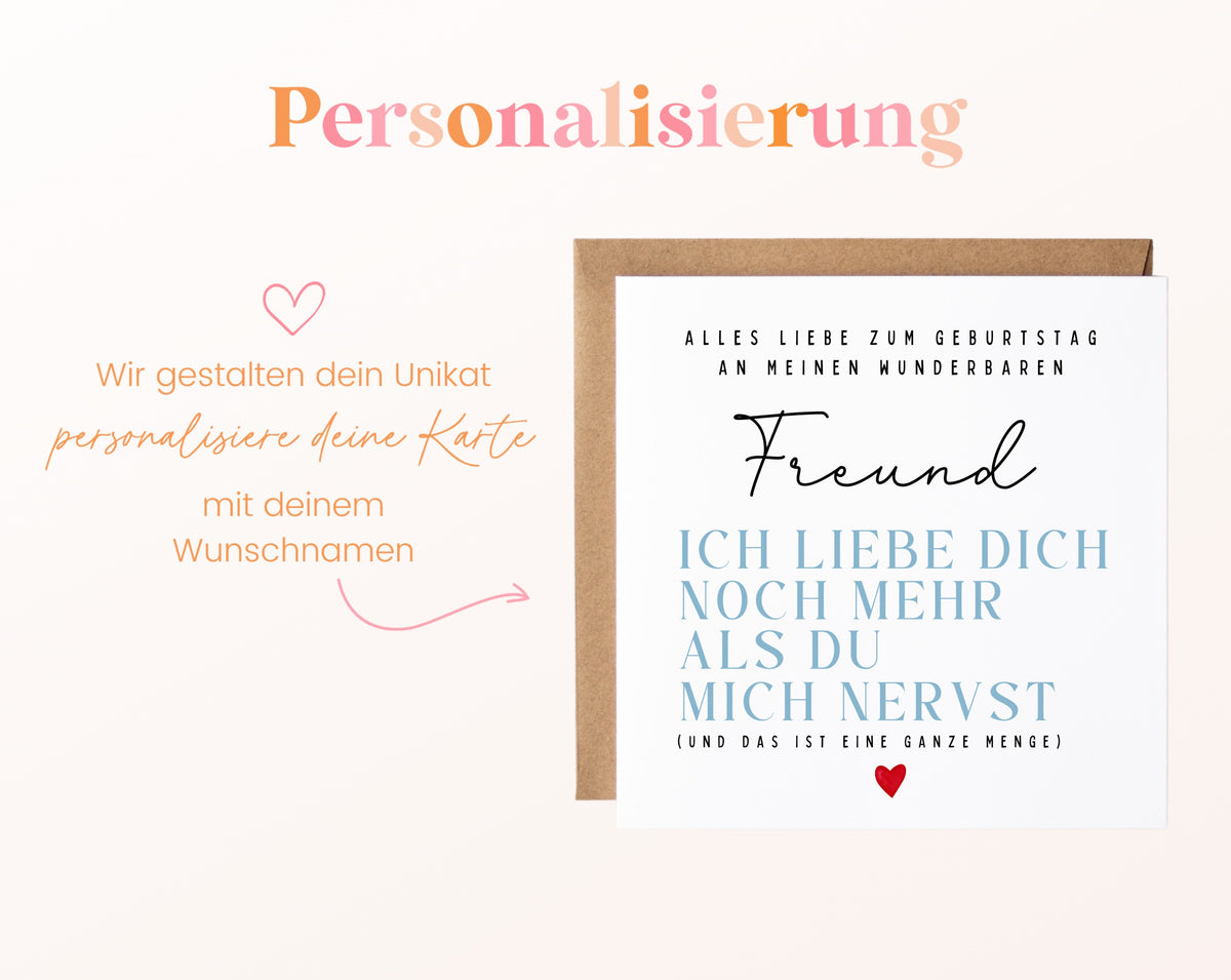Geburtstagskarte Freund – Ich liebe Dich noch mehr
