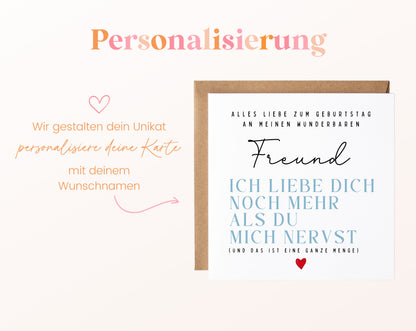 Geburtstagskarte Freund – Ich liebe Dich noch mehr