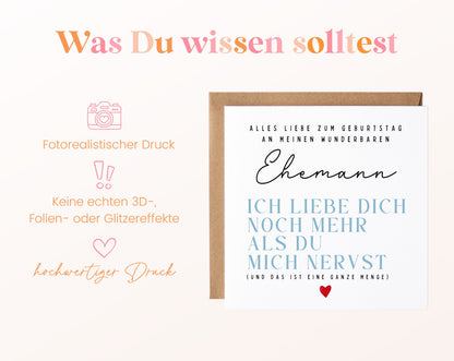Geburtstagskarte Ehemann – Ich liebe Dich noch mehr
