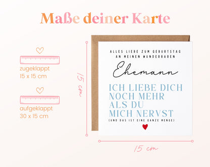Geburtstagskarte Ehemann – Ich liebe Dich noch mehr