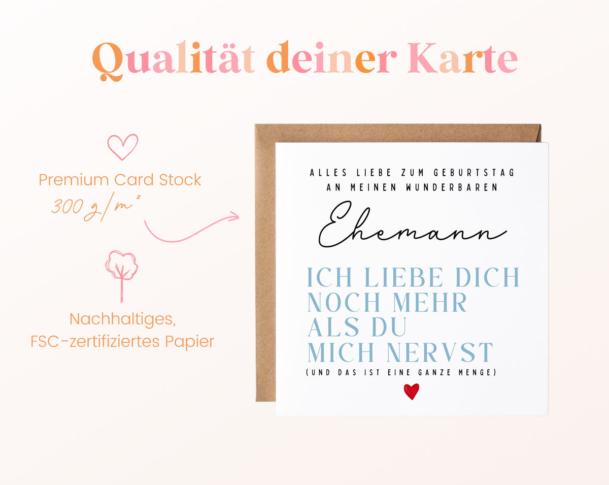 Geburtstagskarte Ehemann – Ich liebe Dich noch mehr