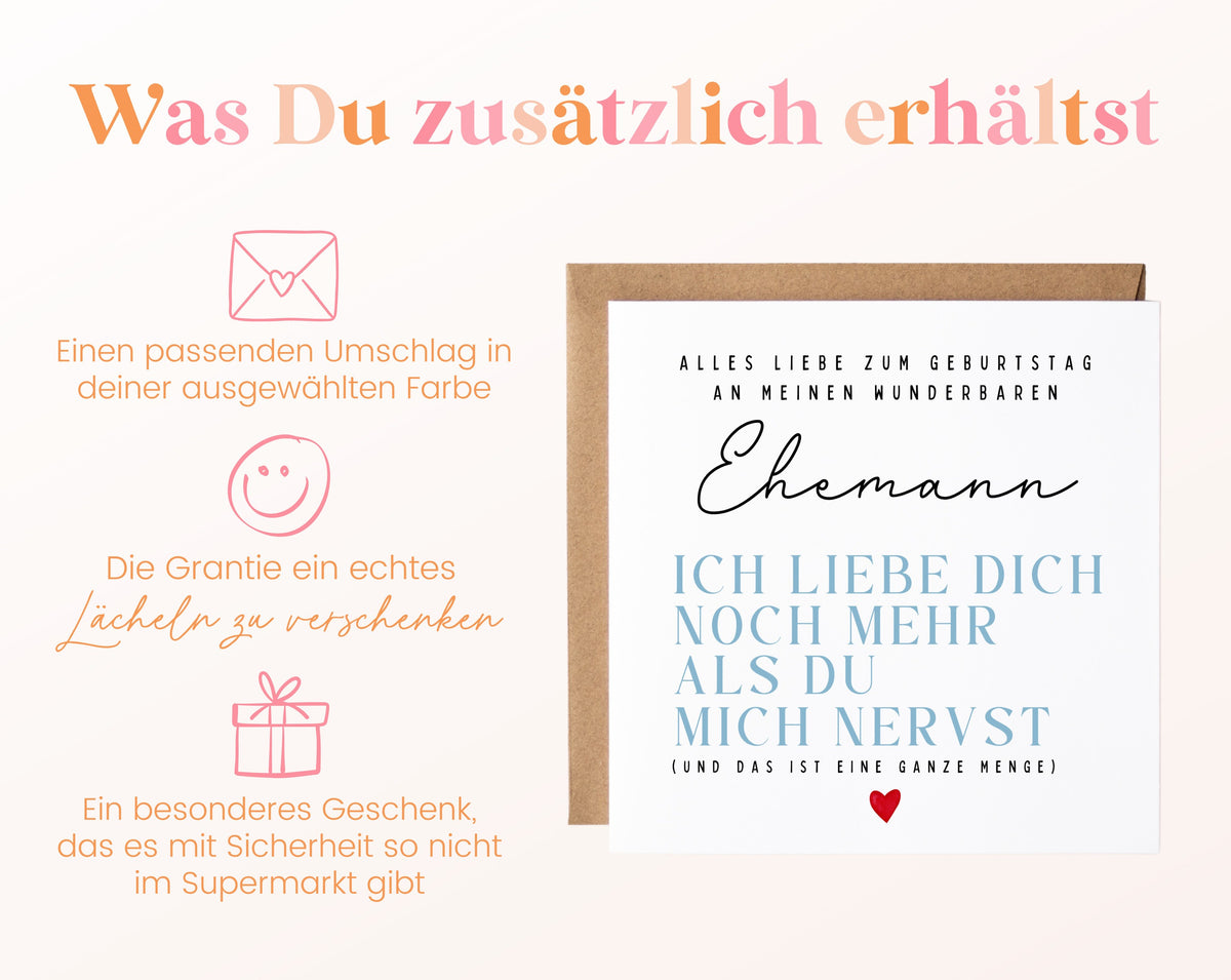 Geburtstagskarte Ehemann – Ich liebe Dich noch mehr