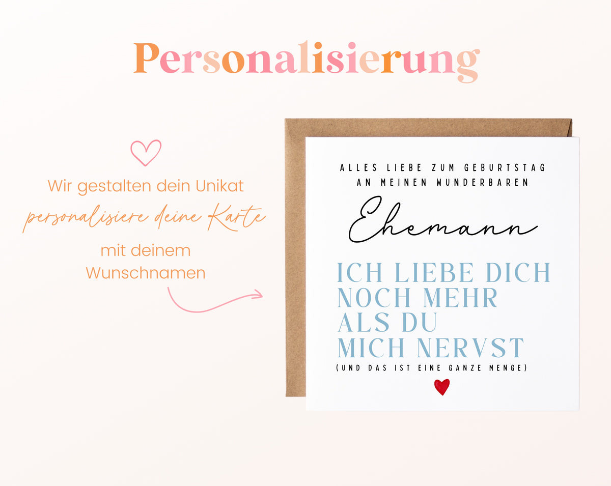 Geburtstagskarte Ehemann – Ich liebe Dich noch mehr
