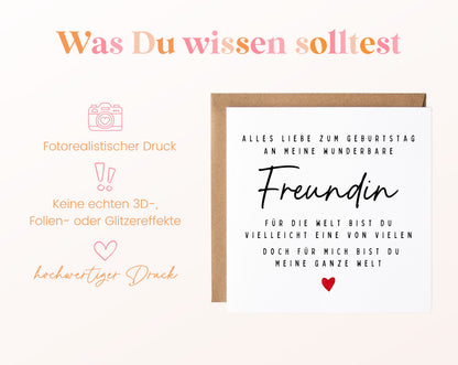 Geburtstagskarte Freundin – Meine ganze Welt