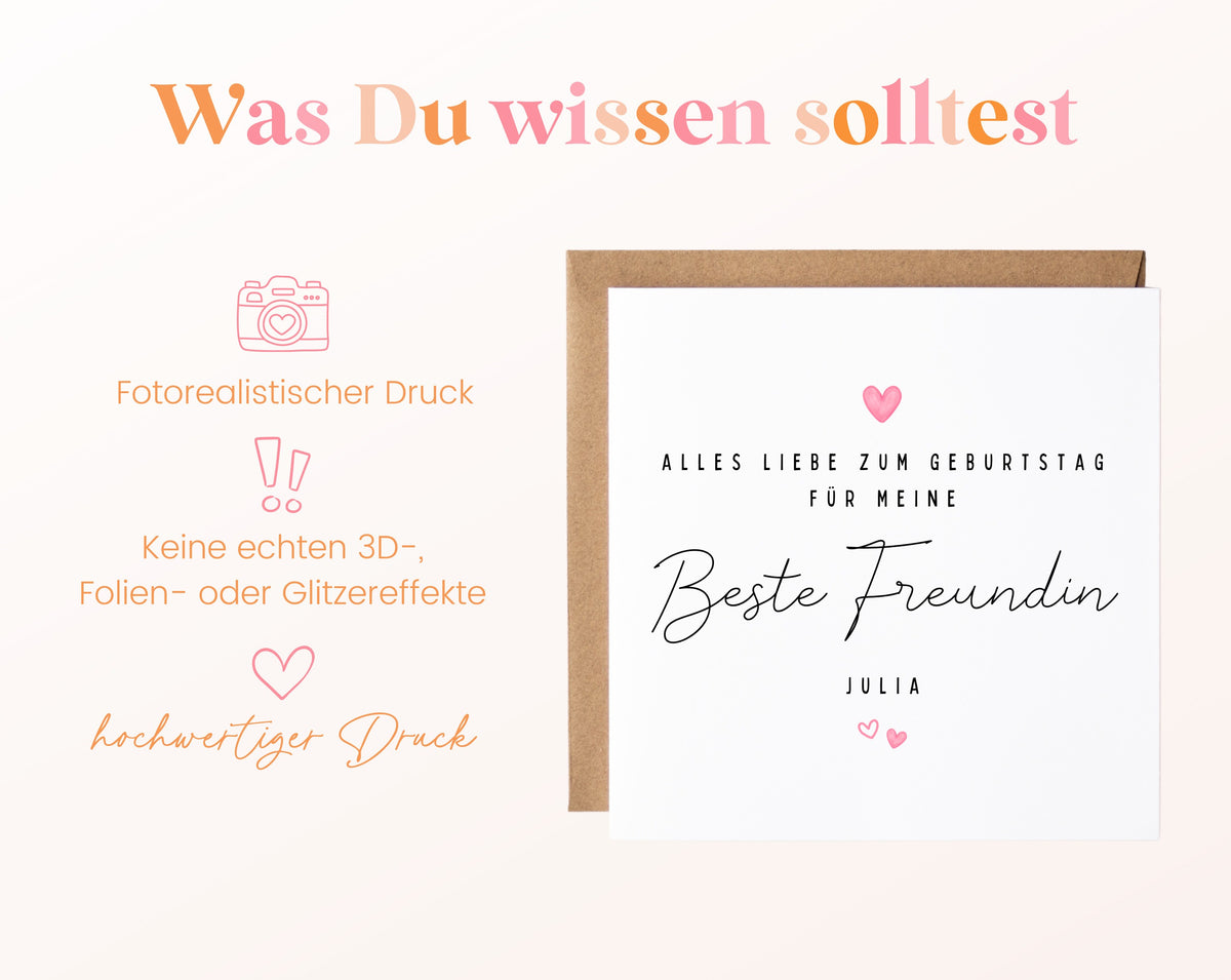 Geburtstagskarte Beste Freundin mit Wunschname