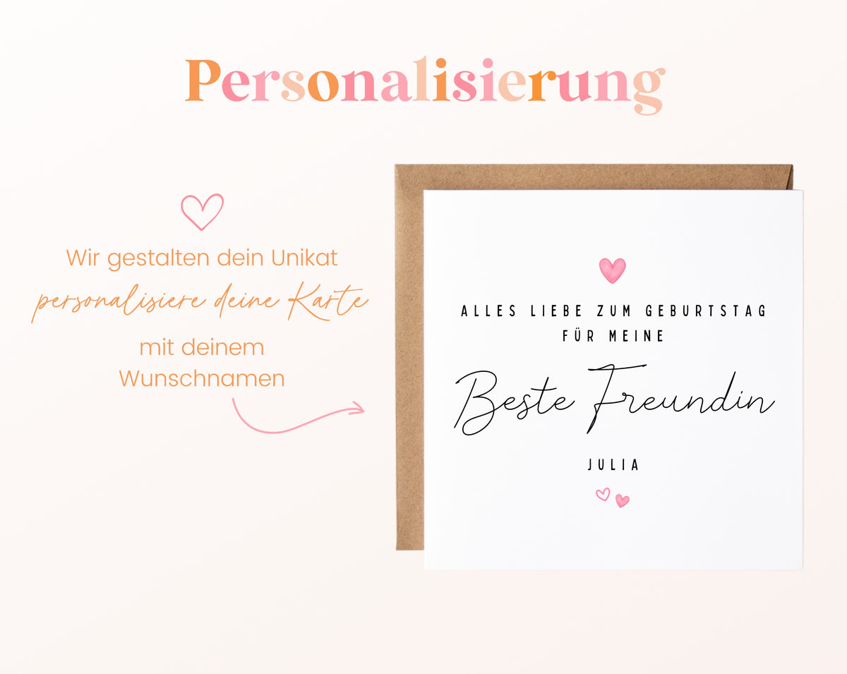 Geburtstagskarte Beste Freundin mit Wunschname