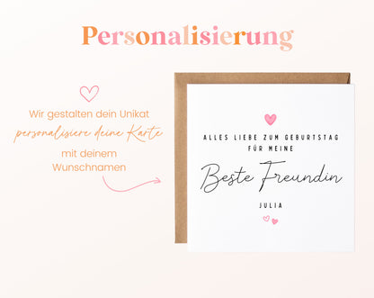 Geburtstagskarte Beste Freundin mit Wunschname