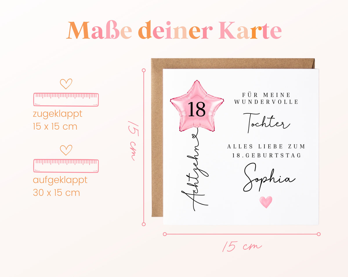 Geburtstagskarte Tochter zum 18. Geburtstag