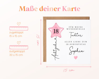 Geburtstagskarte Tochter zum 18. Geburtstag
